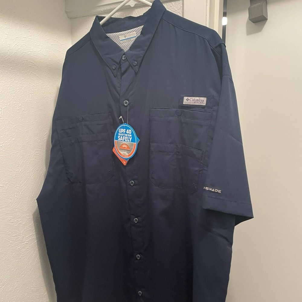 Columbia Tamiami II Short Sleeve Fishing Shirt - NWT XXL Blue